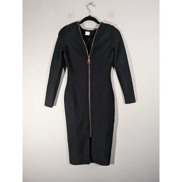 Silk and Salt Dress Women Size M Black Long Sleeve Front Zipper Bodycon Party - Picture 1 of 6